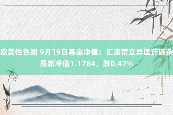 欧美性色图 9月19日基金净值：汇添富立异医药羼杂最新净值1.1784，跌0.47%