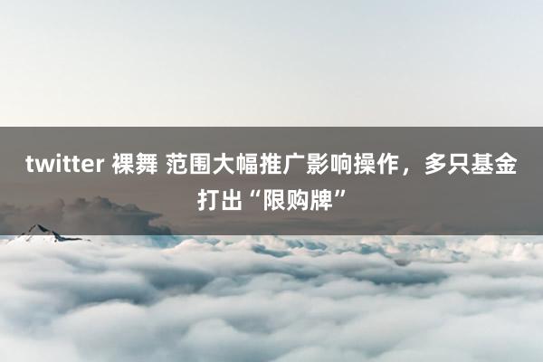 twitter 裸舞 范围大幅推广影响操作，多只基金打出“限购牌”