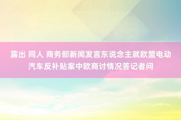 露出 同人 商务部新闻发言东说念主就欧盟电动汽车反补贴案中欧商讨情况答记者问