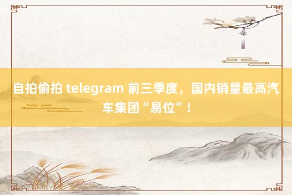 自拍偷拍 telegram 前三季度，国内销量最高汽车集团“易位”！