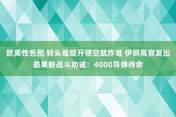 欧美性色图 转头谁绽开领空就炸谁 伊朗高官发出最果断战斗劝诫：4000导弹待命