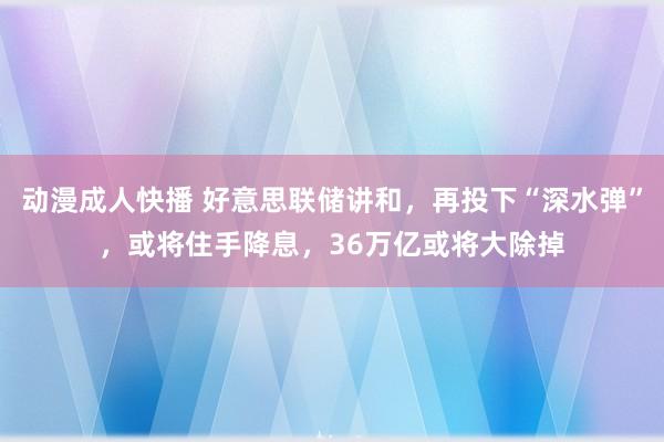 动漫成人快播 好意思联储讲和，再投下“深水弹”，或将住手降息，36万亿或将大除掉