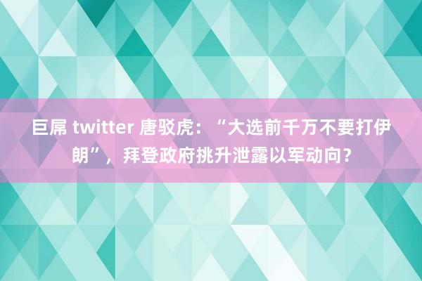 巨屌 twitter 唐驳虎：“大选前千万不要打伊朗”，拜登政府挑升泄露以军动向？