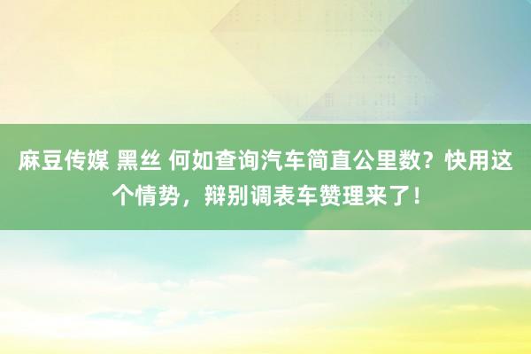 麻豆传媒 黑丝 何如查询汽车简直公里数？快用这个情势，辩别调表车赞理来了！