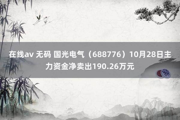 在线av 无码 国光电气（688776）10月28日主力资金净卖出190.26万元