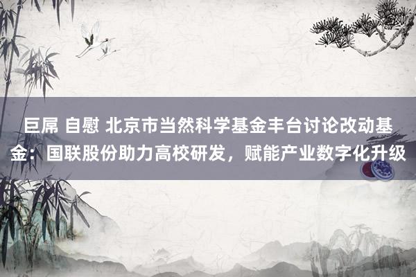 巨屌 自慰 北京市当然科学基金丰台讨论改动基金：国联股份助力高校研发，赋能产业数字化升级