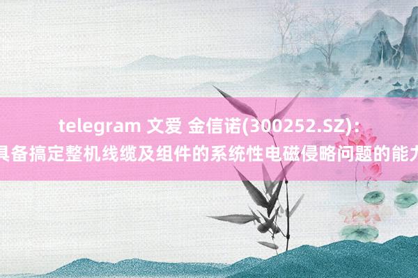 telegram 文爱 金信诺(300252.SZ)：具备搞定整机线缆及组件的系统性电磁侵略问题的能力