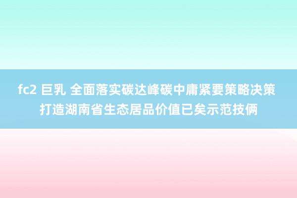 fc2 巨乳 全面落实碳达峰碳中庸紧要策略决策 打造湖南省生态居品价值已矣示范技俩