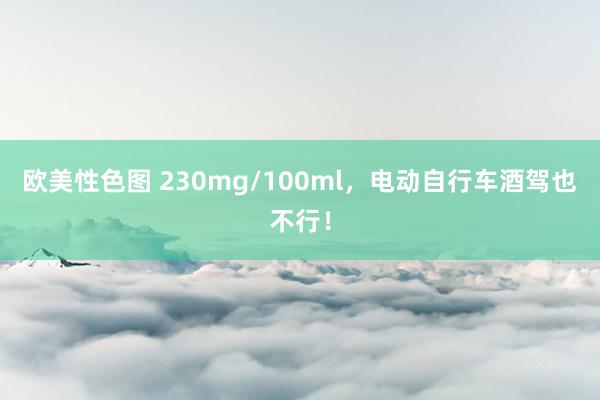 欧美性色图 230mg/100ml，电动自行车酒驾也不行！