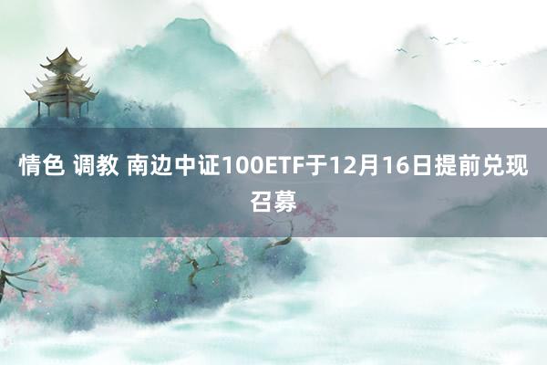 情色 调教 南边中证100ETF于12月16日提前兑现召募