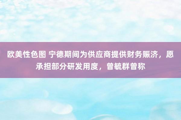 欧美性色图 宁德期间为供应商提供财务赈济，愿承担部分研发用度，曾毓群曾称