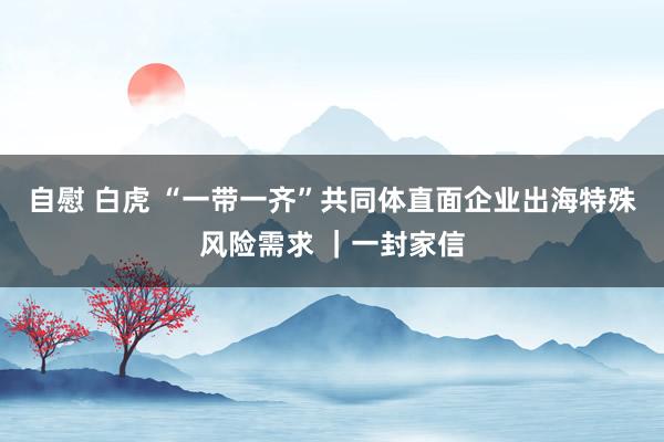 自慰 白虎 “一带一齐”共同体直面企业出海特殊风险需求 ｜一封家信