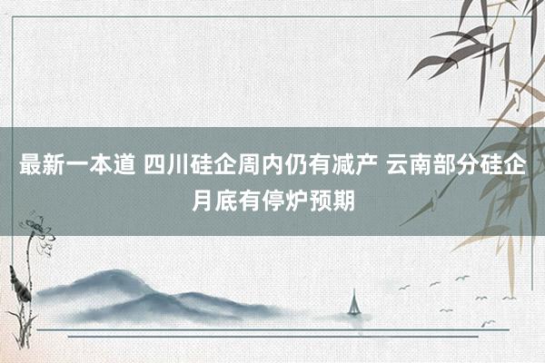 最新一本道 四川硅企周内仍有减产 云南部分硅企月底有停炉预期