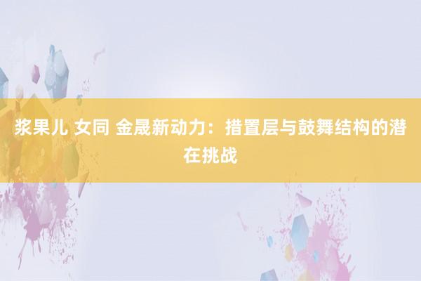 浆果儿 女同 金晟新动力：措置层与鼓舞结构的潜在挑战