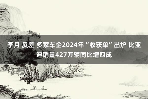 李月 反差 多家车企2024年“收获单”出炉 比亚迪销量427万辆同比增四成