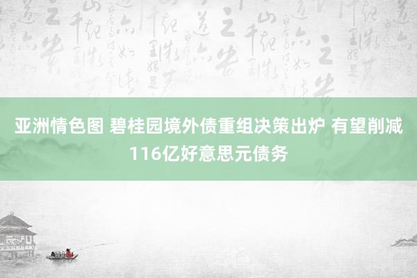 亚洲情色图 碧桂园境外债重组决策出炉 有望削减116亿好意思元债务