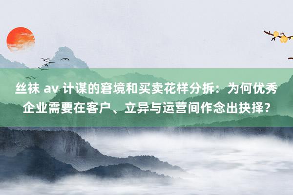 丝袜 av 计谋的窘境和买卖花样分拆：为何优秀企业需要在客户、立异与运营间作念出抉择？